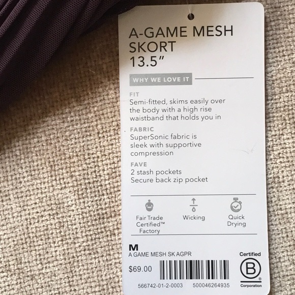 Athleta High Rise A-Game pleated mesh skort 13.5” in eggplant purple, si… - Picture 10 of 11